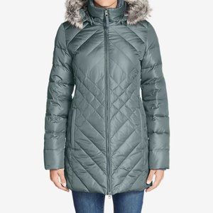 Eddie Bauer Women's Slope Side Down Long Insulated Parka in Graphite Teal Small